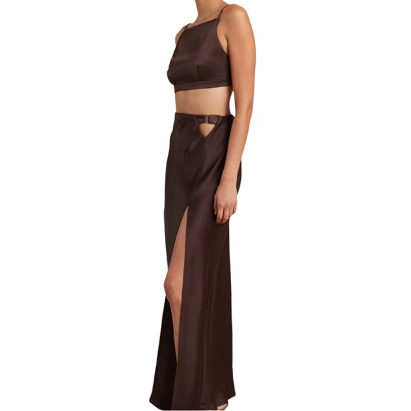 Bec + Bridge x Free People Nadia 2 | XS Brown Crop & High Rise Silky Skirt Set - Picture 13 of 15